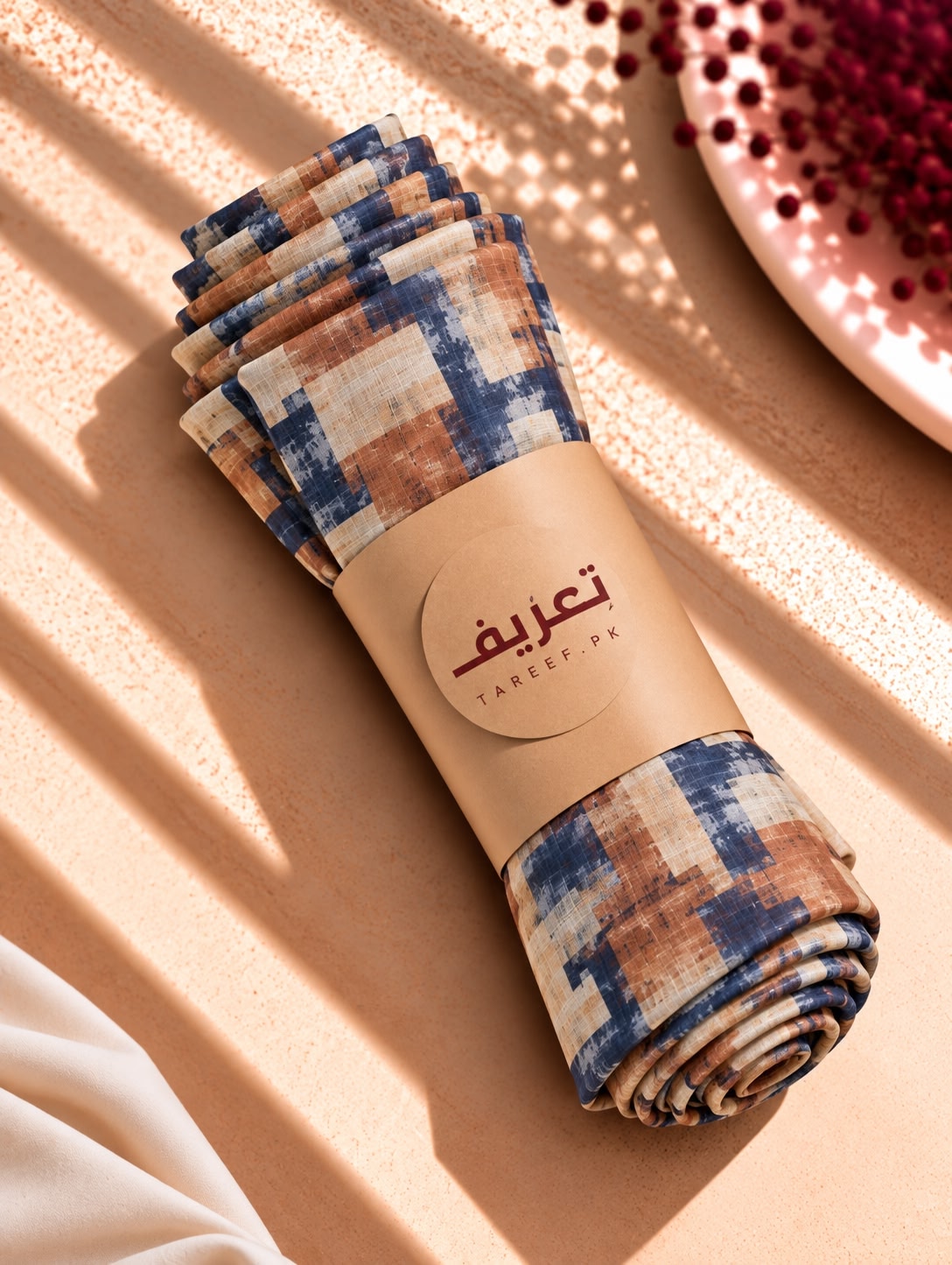 Geometric Printed Lawn Hijab – Blue & Brown