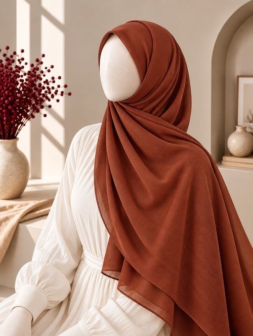 Plain Georgette Hijab – Terracotta