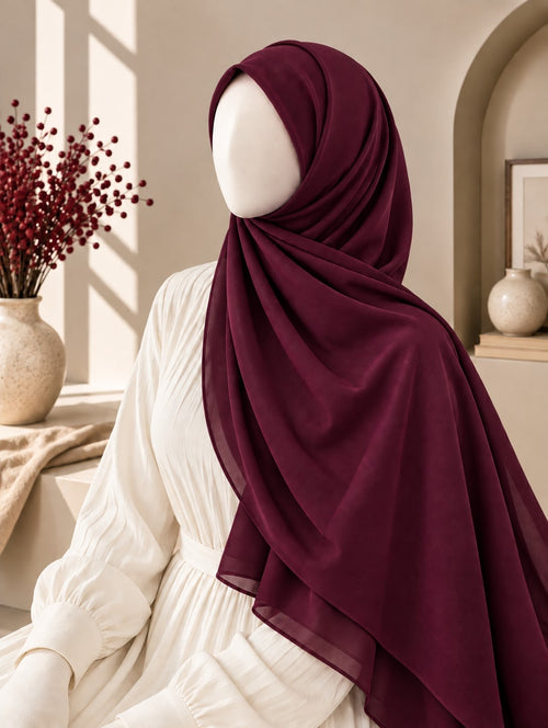 Plain Georgette Hijab – Wine