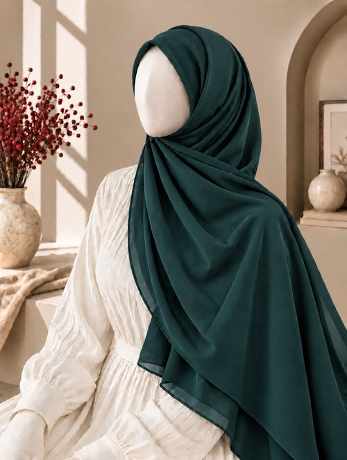 Plain Georgette Hijab – Zinc Green
